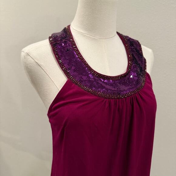 Express Vintage Magenta Tank Top Sequin Racerback Y2K Night Out Club Party Small - Picture 4 of 9